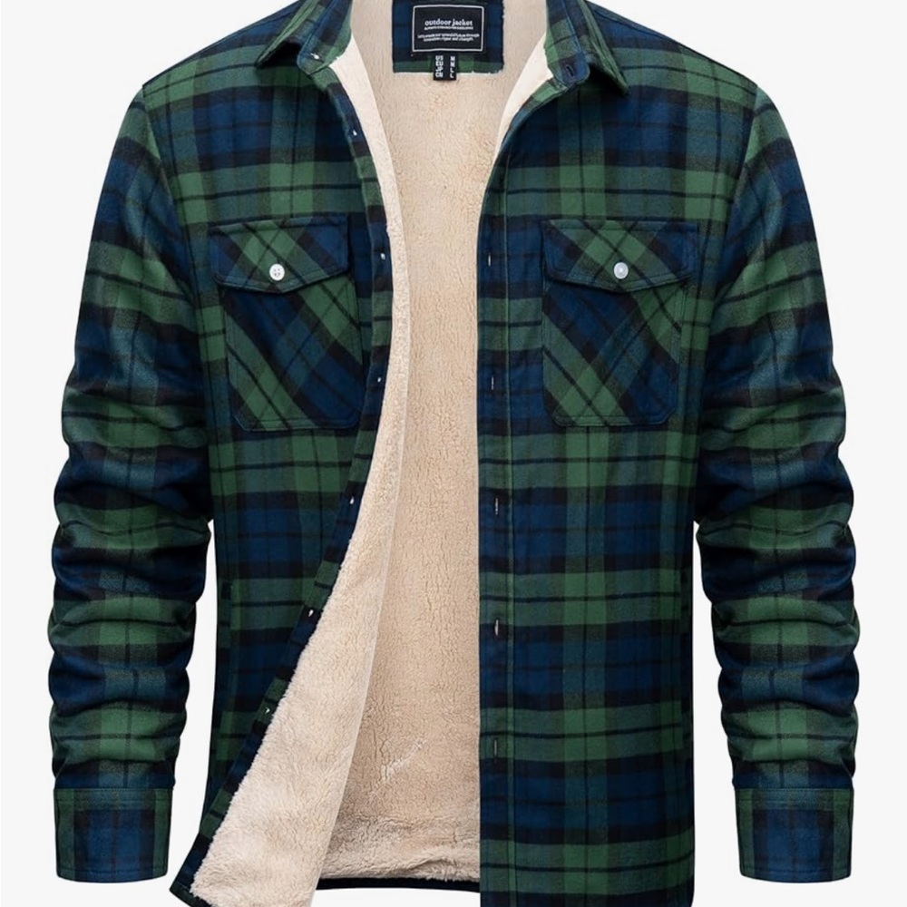 Men's Green and Blue Plaid Jacket